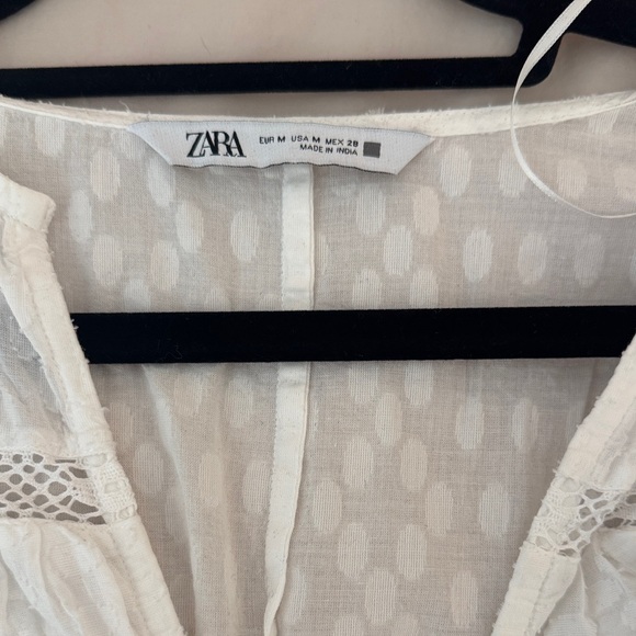 Zara White Boho Ruffle Crop Top – Size M - Picture 3 of 5